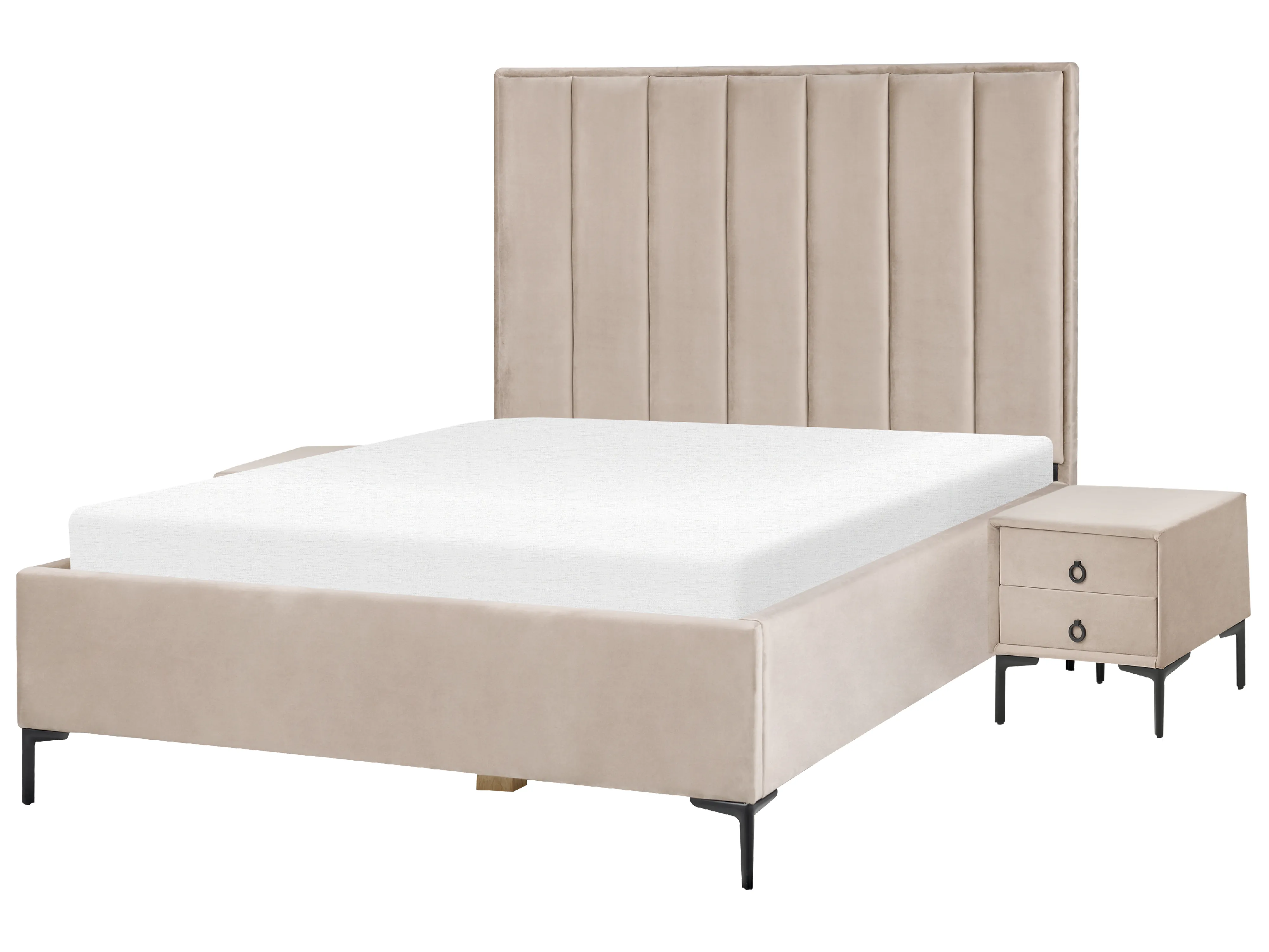 Bedroom Set Velvet SEZANNE 140 x 200 cm (EU Double) Taupe