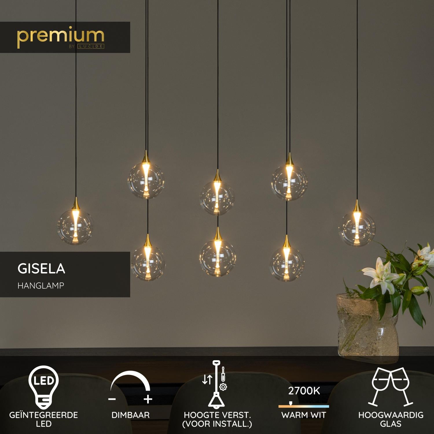 Lucide Premium GISELA Hanglamp - Transparant