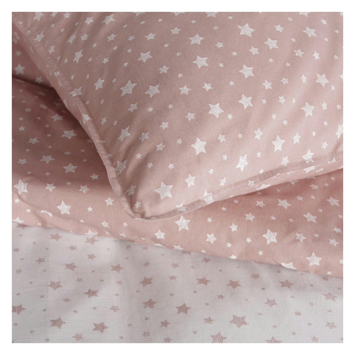 STELLA - Parure de lit en Coton Rose 140x190 cm