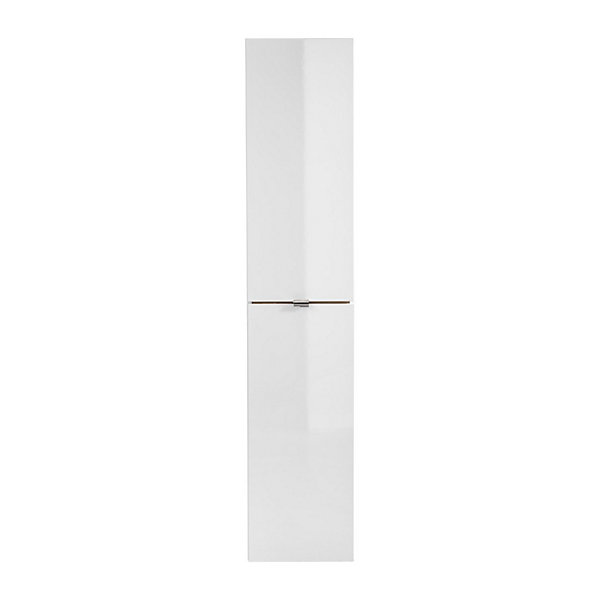 Colonne salle de bain NALYA 170 cmBlanc brillant et chene clairMeuble suspendu