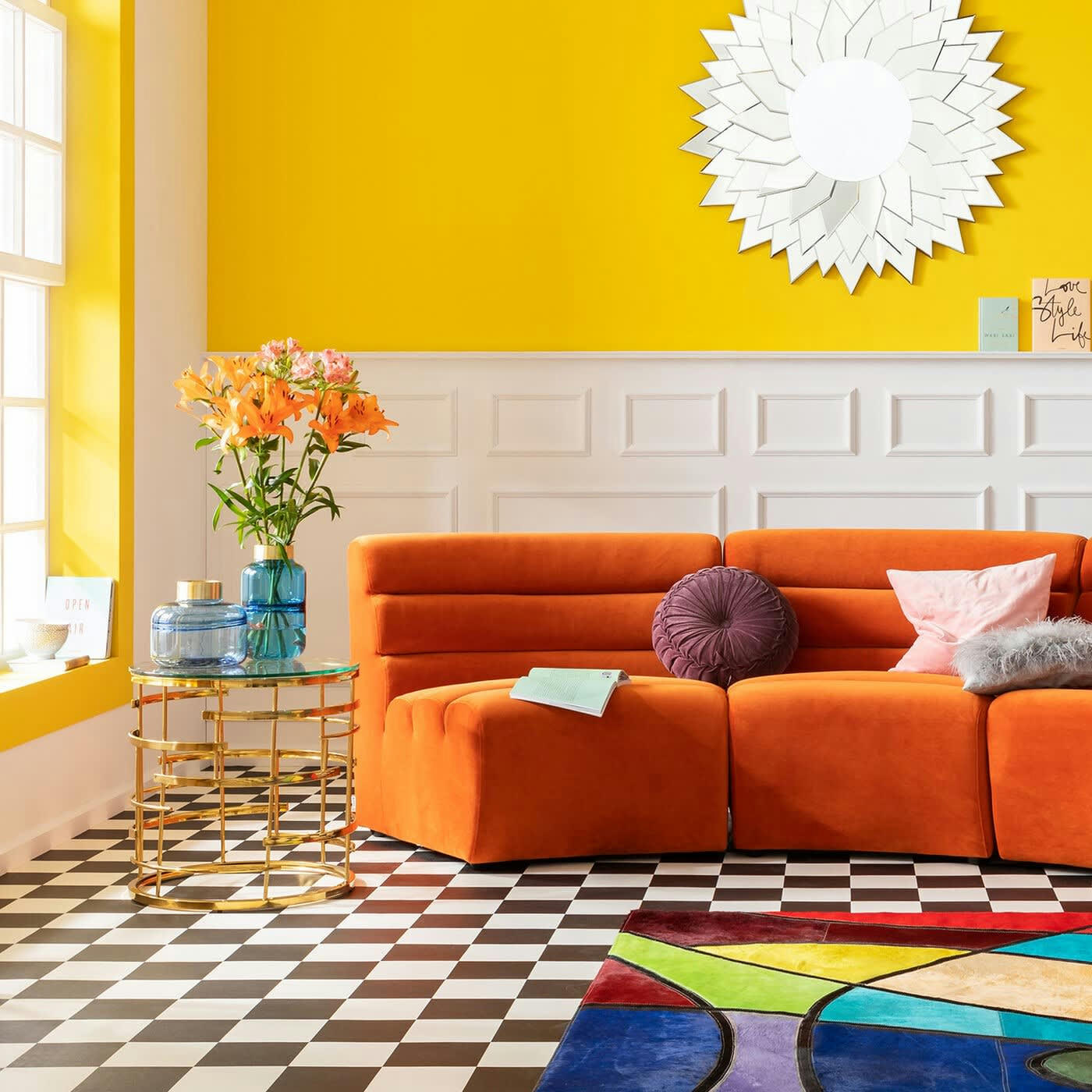 JUPITER - Table d'appoint ronde en verre et acier doré D55