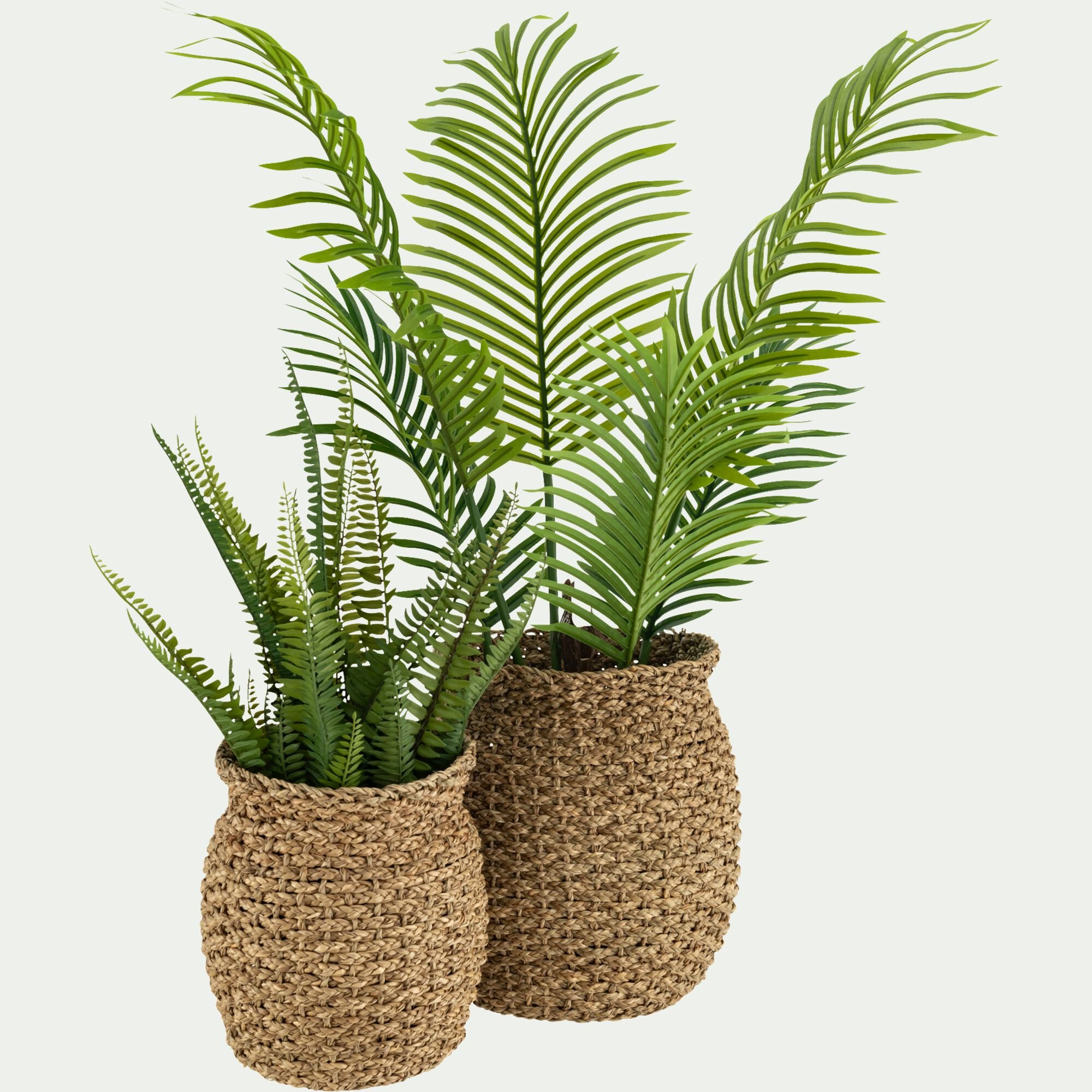 MACIRO - Lot de 2 cache-pots tressés en jonc de mer - naturel