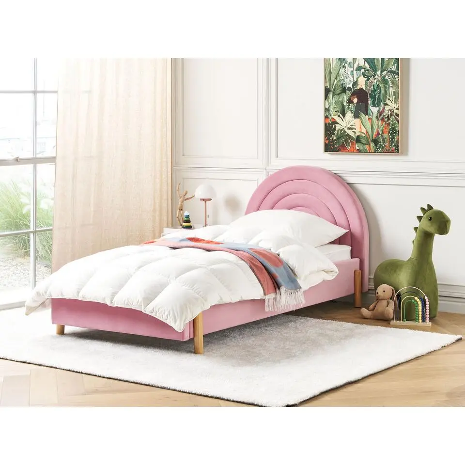 ANET - Bed - Roze - 90 x 200 cm - Fluweel