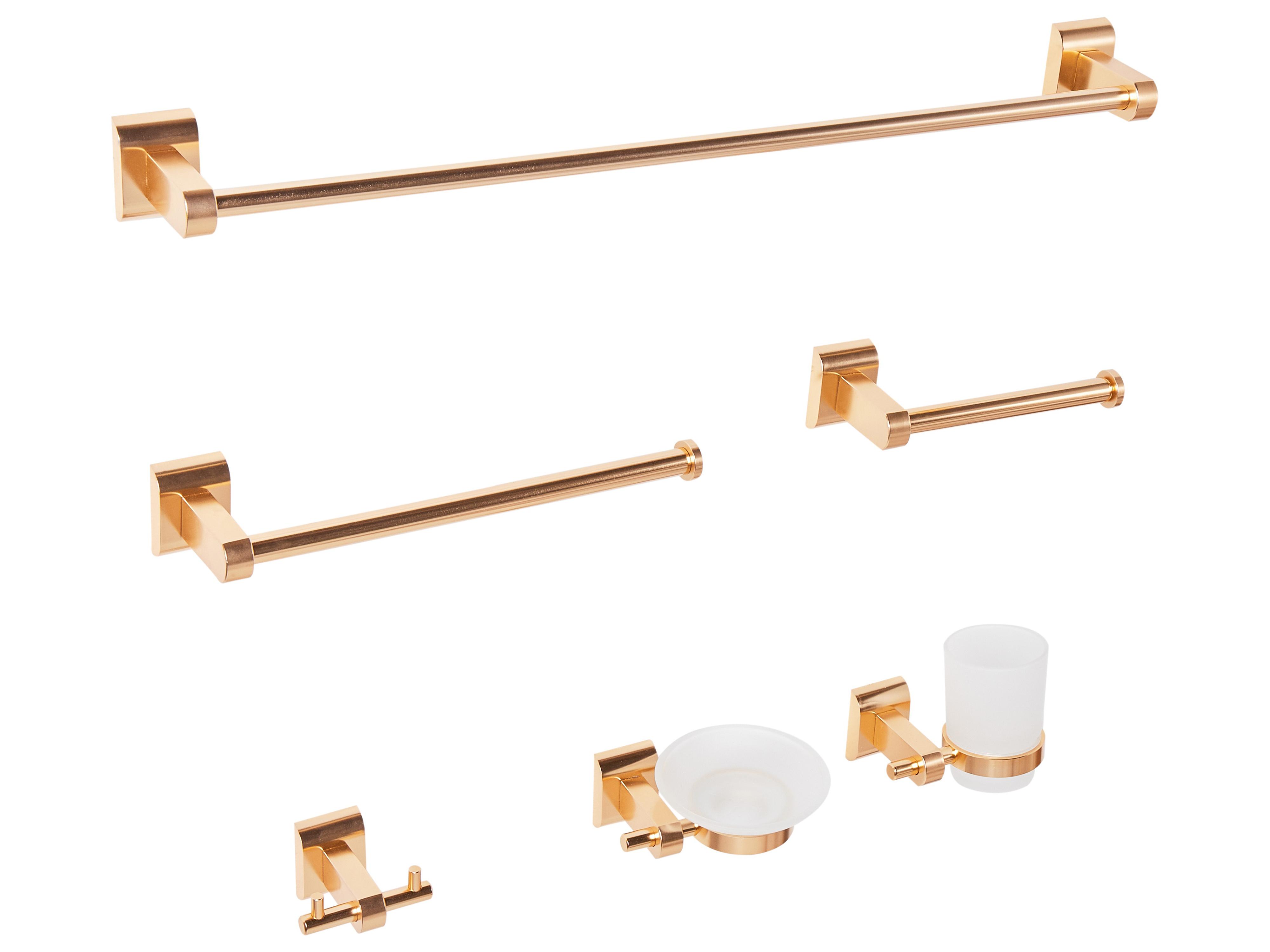 6-Piece Bathroom Hardware Set TALARA with Towel Bars and Hooks Gold