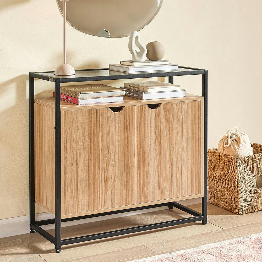 - Console 2 portes effet bois et fer