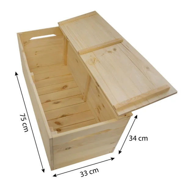 Pojemna Drewniana Skrzynia Ogrodowa 75x33x34 cm 88L Kufer do Ogrodu