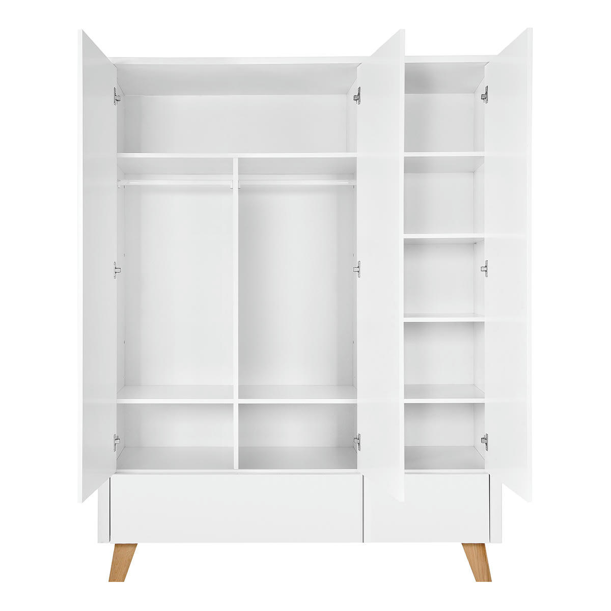 ZARA - Armoire 3 portes 2 tiroirs blanc