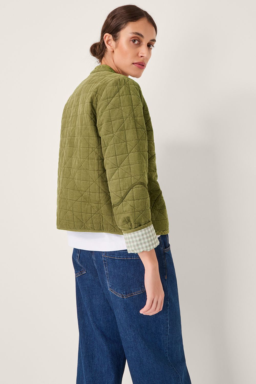 Monsoon Gaia Quilted Corduroy Jacket Green
