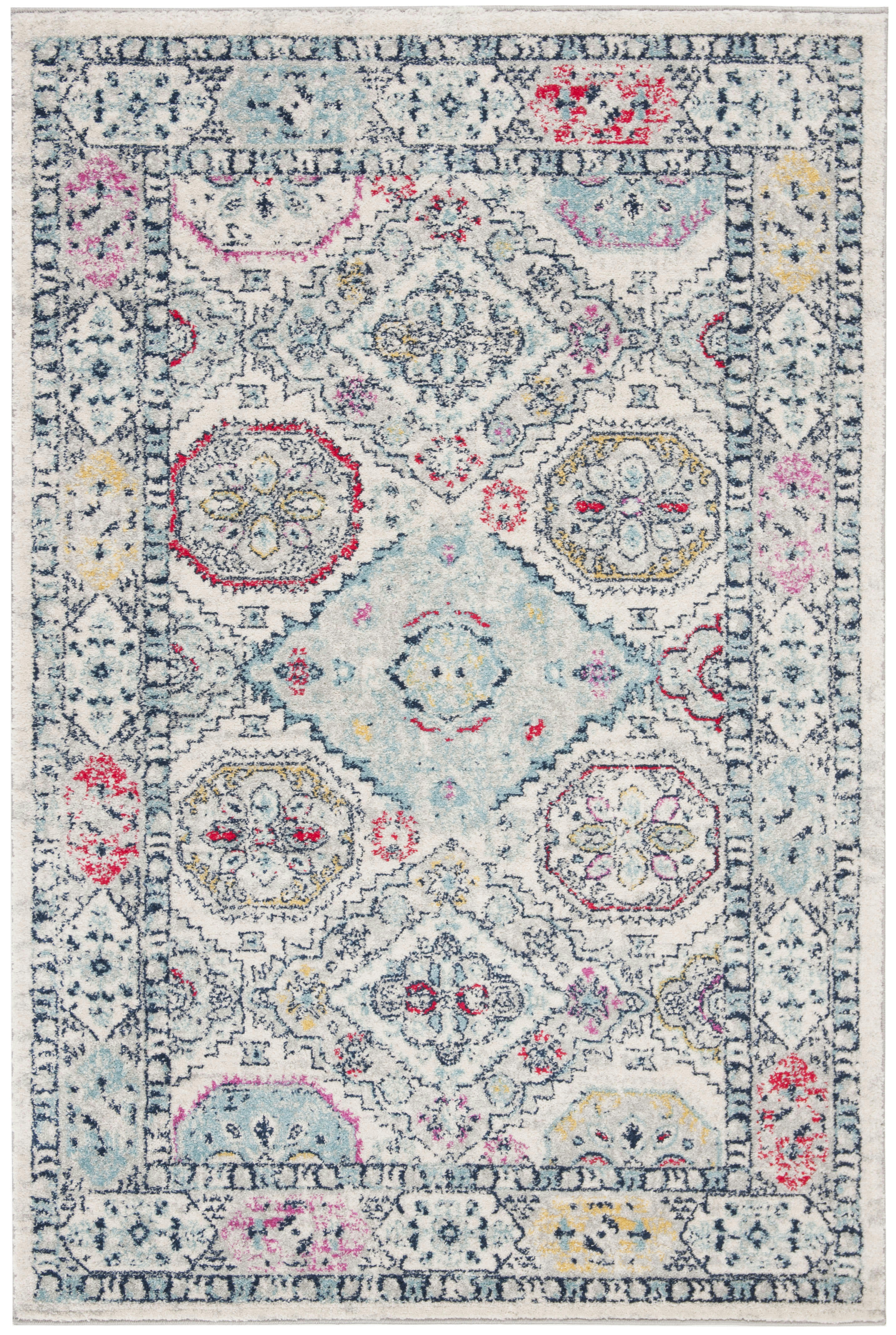 MADISON - Tapis de salon interieur en gris clair & fuchsia, 122 x 183 cm