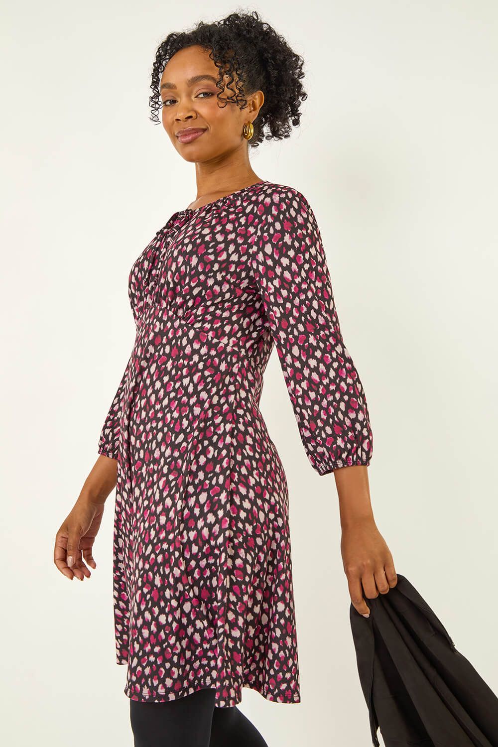 Roman Petite Spot Tie Front Dress
