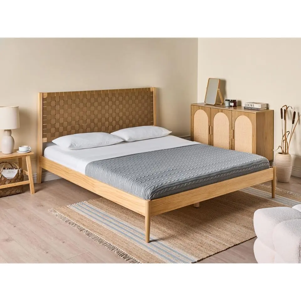 BRUNEMONT - Tweepersoonsbed - Lichtbruin - 160 x 200 cm - Grenenhout