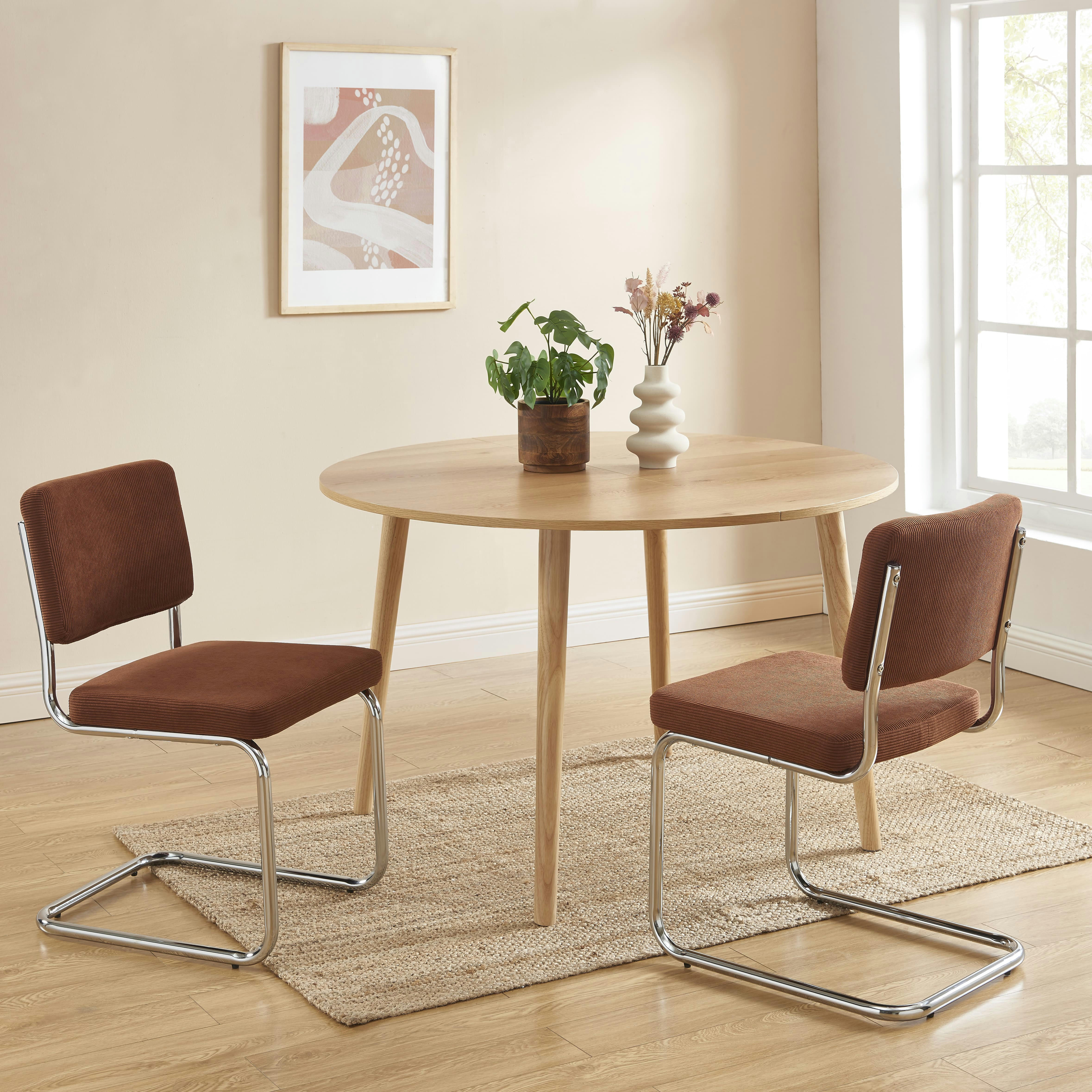 JACK - Lot de 2 chaises  velours côtelé terre de sienne pieds métal