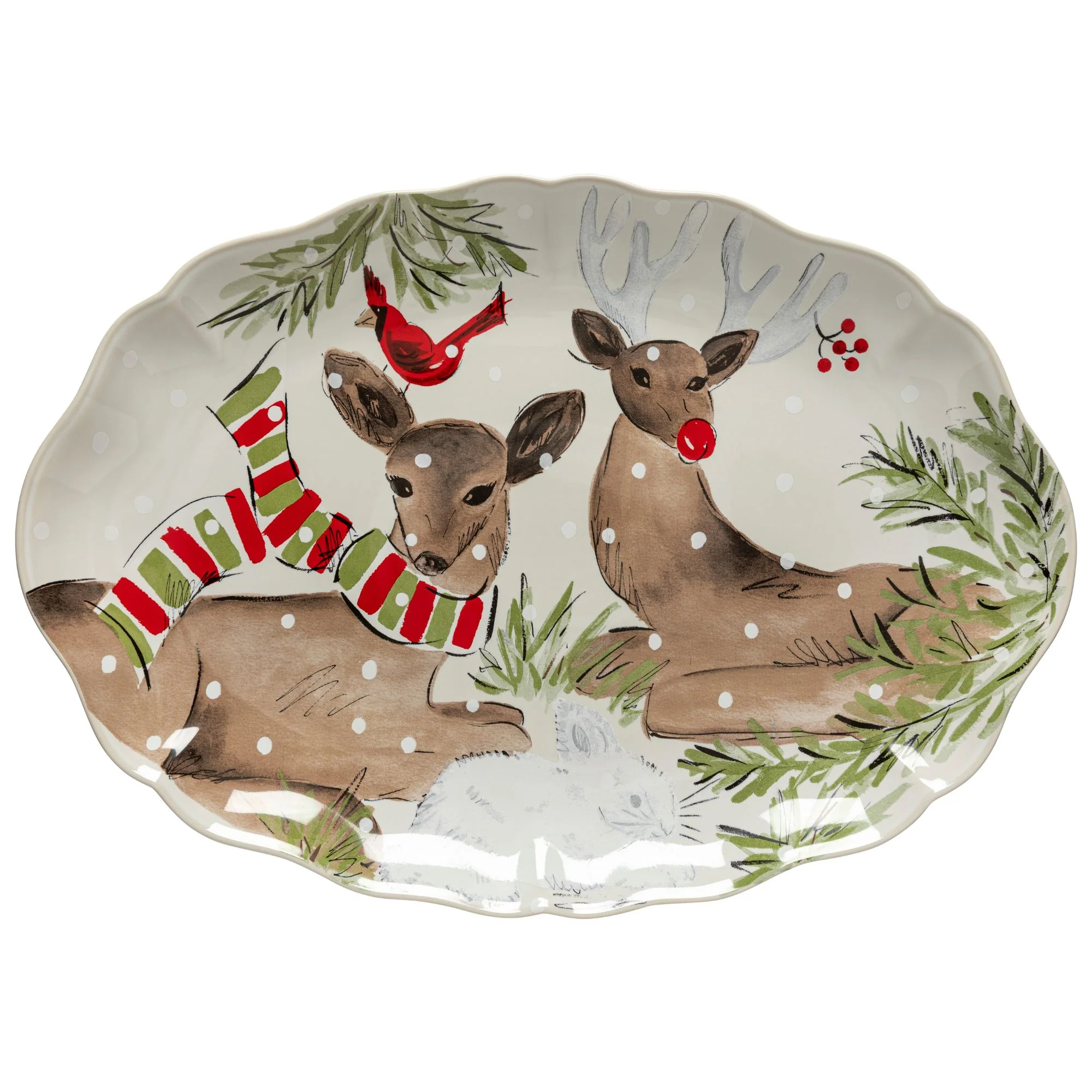 Large Oval Platter 50 Deer Friends, Casafina by COSTA NOVA