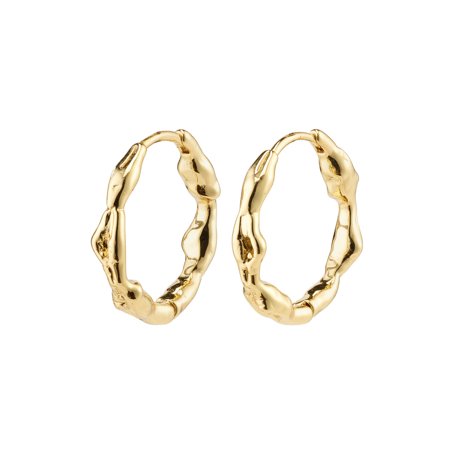 ZION Organic Shaped Hoops Medium, gold plated