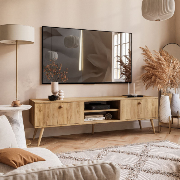 Szafka RTV HARMONY 170 cm dąb craft złoty