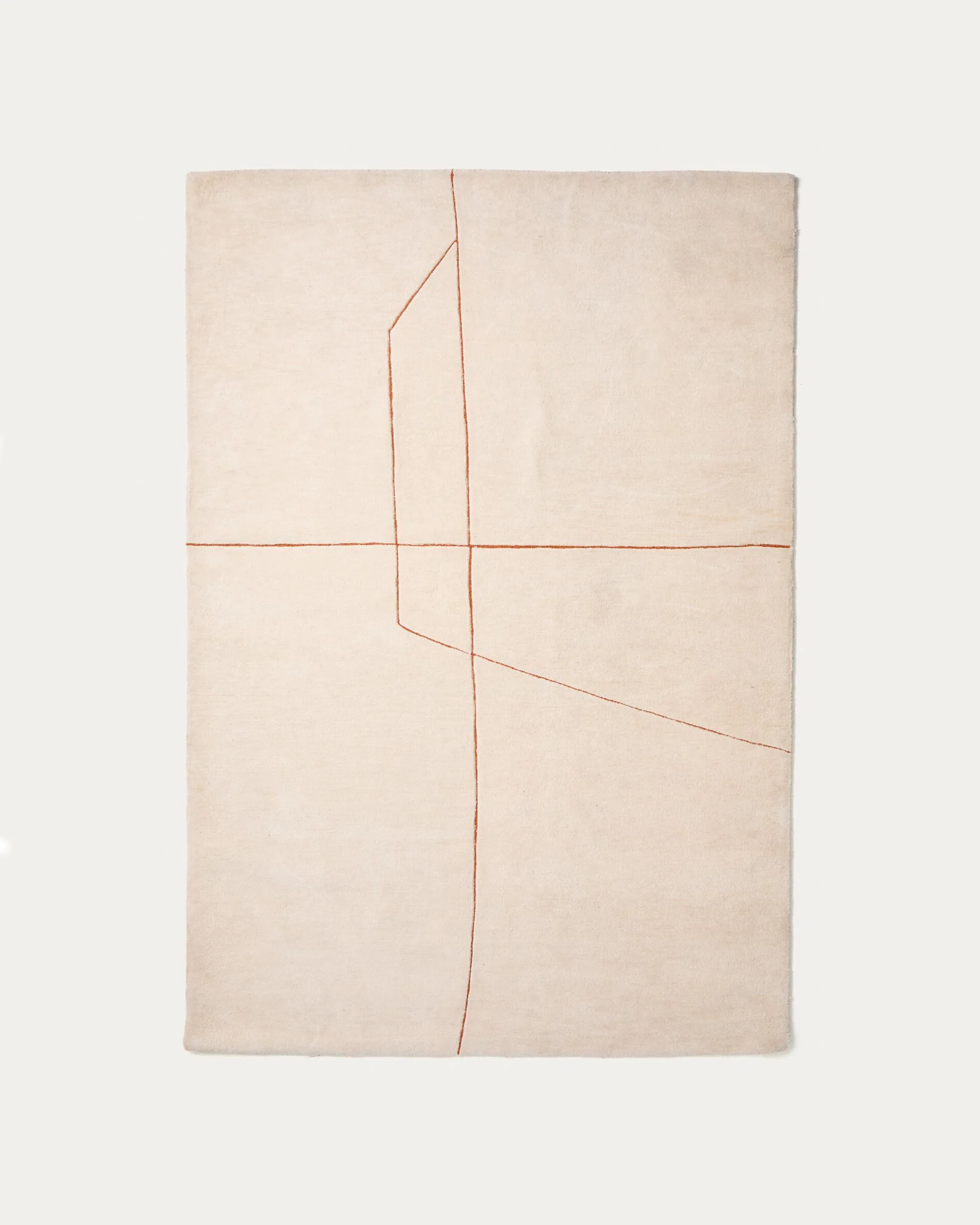 Delide ecru synthetic fibre rug with orange graphic detail 160 x 230cm