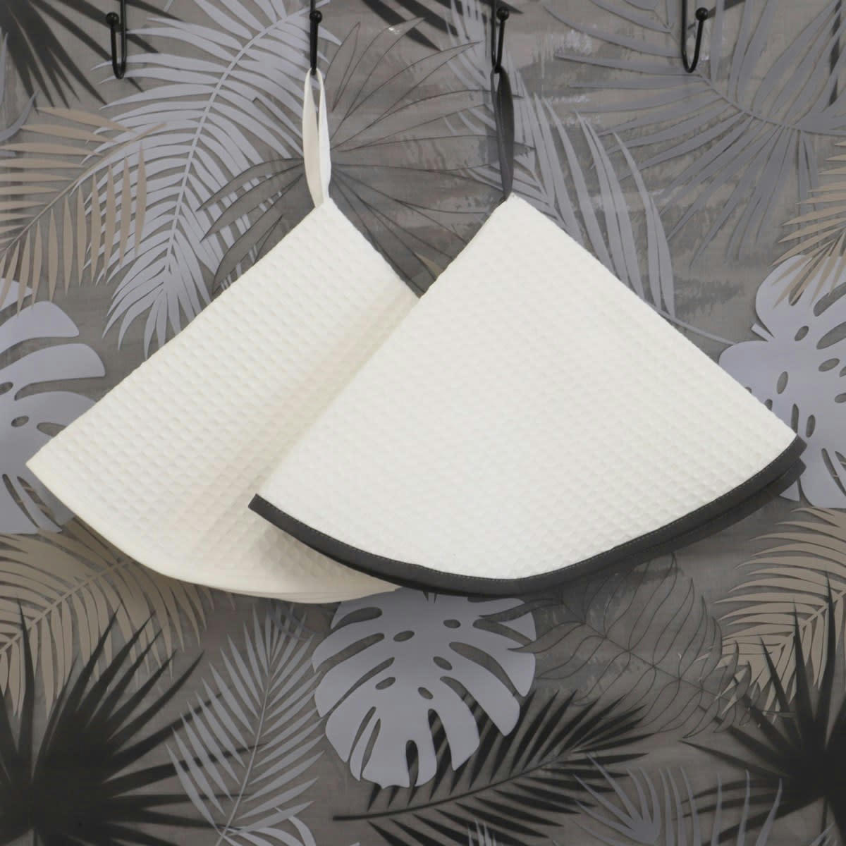 HOME - Lot de 2 essuies mains en coton blanc