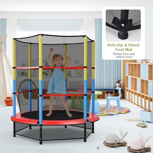 NNECW 55 Inches Kids Trampoline with Safety Enclosure Net
