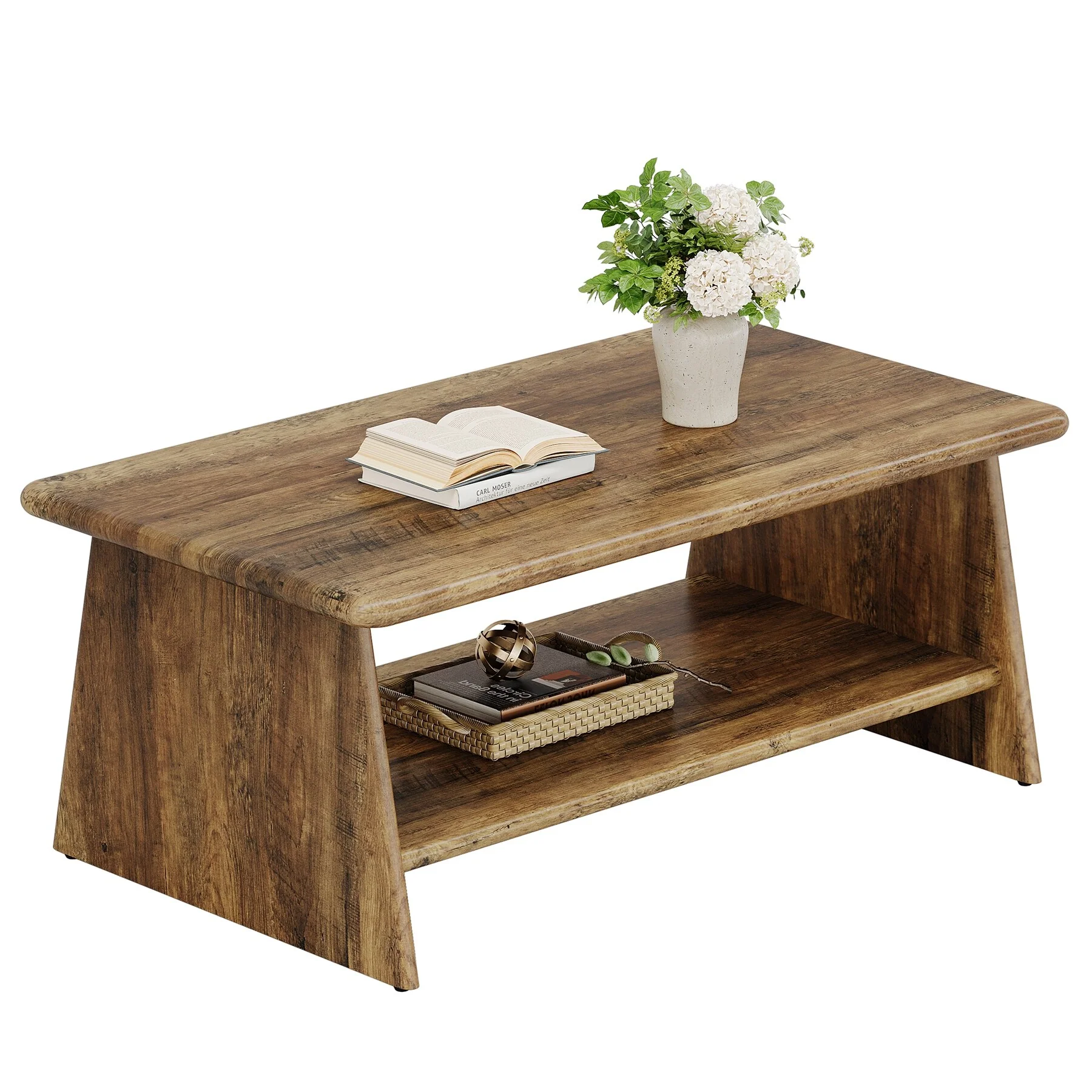47.2-Inch Rectangle Wooden Coffee Table for Living Room