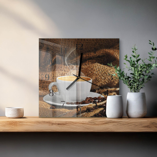 Artystyczny zegar 30x30 Ziarna Kawy ozdobny ścienny