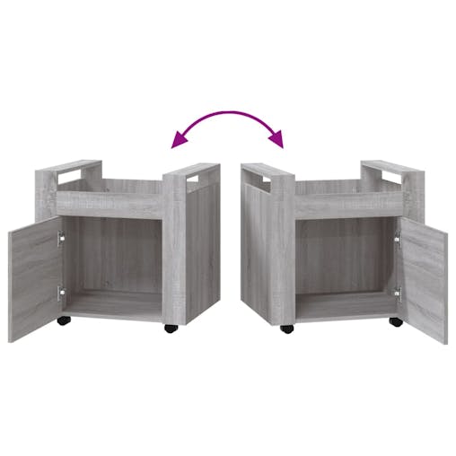 NNEVL Desk Trolley Grey Sonoma 60x45x60 cm Engineered Wood
