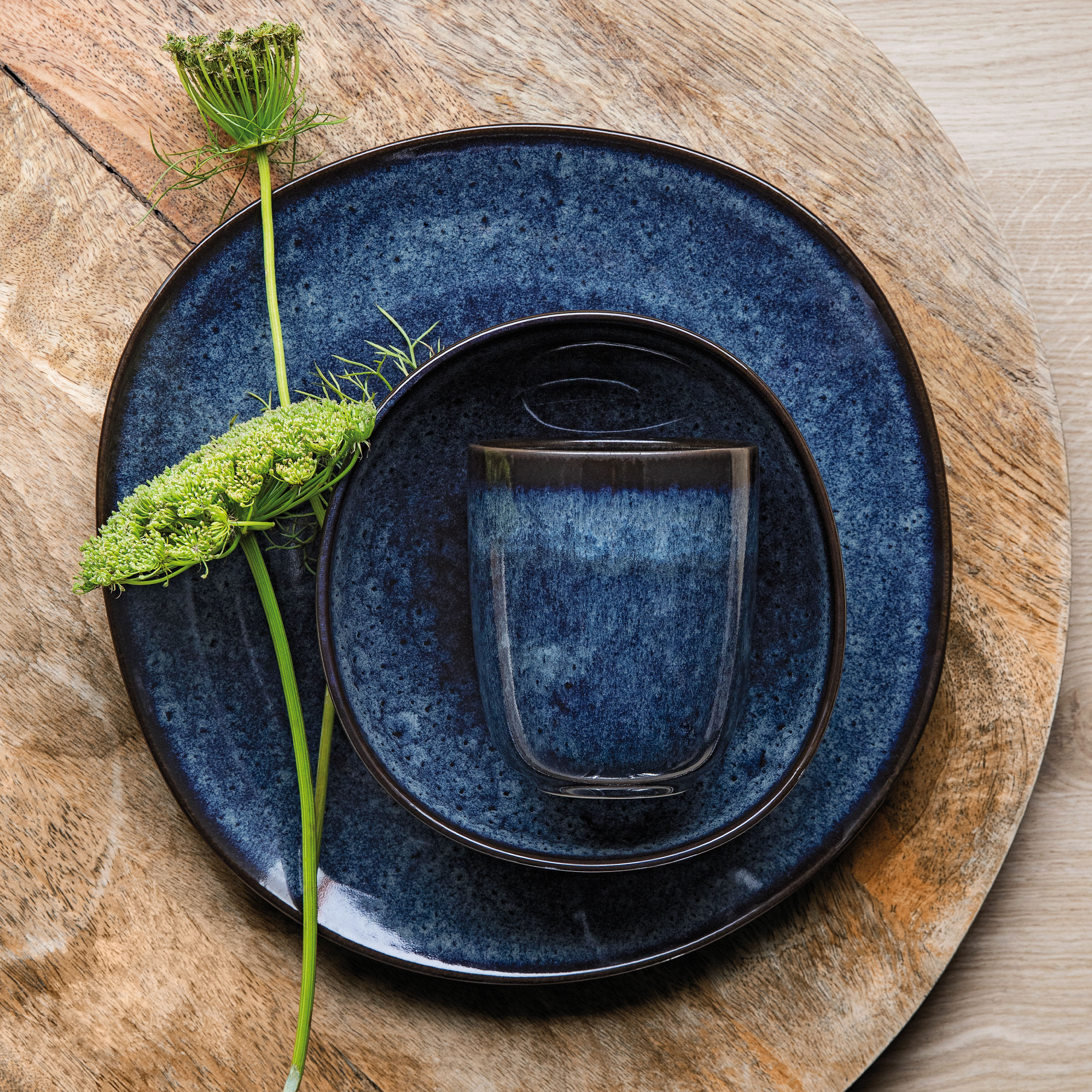 Lave Dinner plate - Blue, 11.1'' x 11'', stoneware