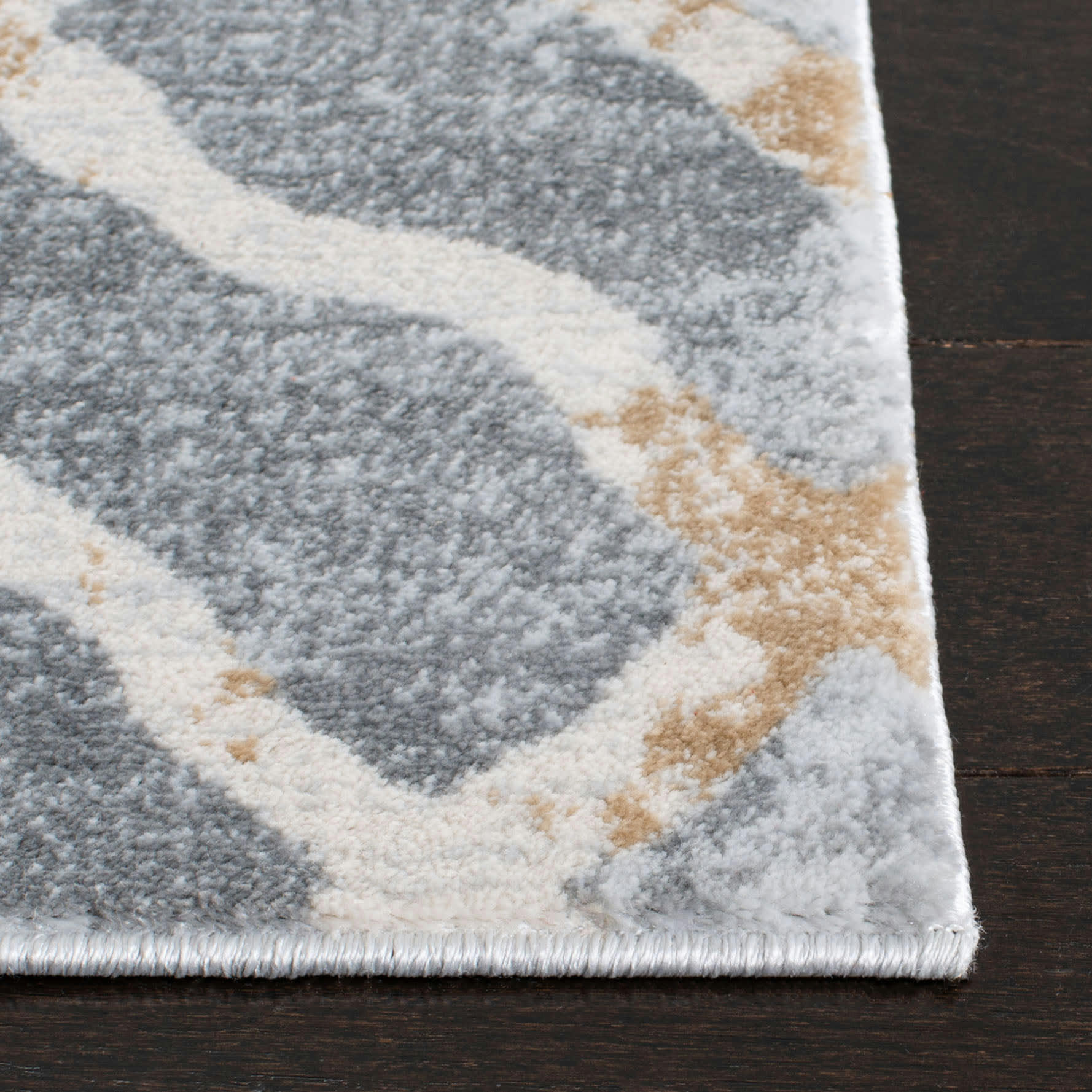 ISABELLA - Tapis de salon interieur en argent & ivoire, 122 x 183 cm