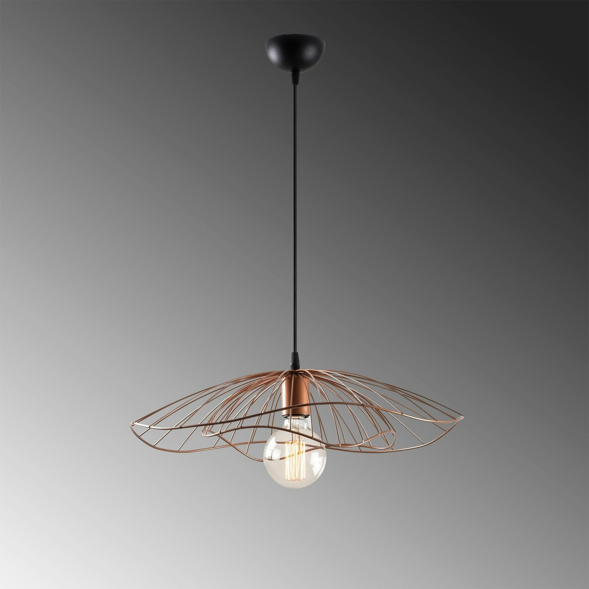 Suspension design métal cuivré filaire forme fleur SINOP