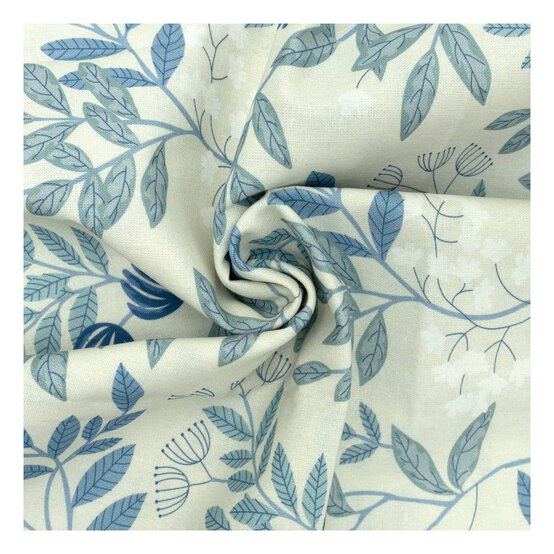Blue Branches Cotton Fabric by the Metre