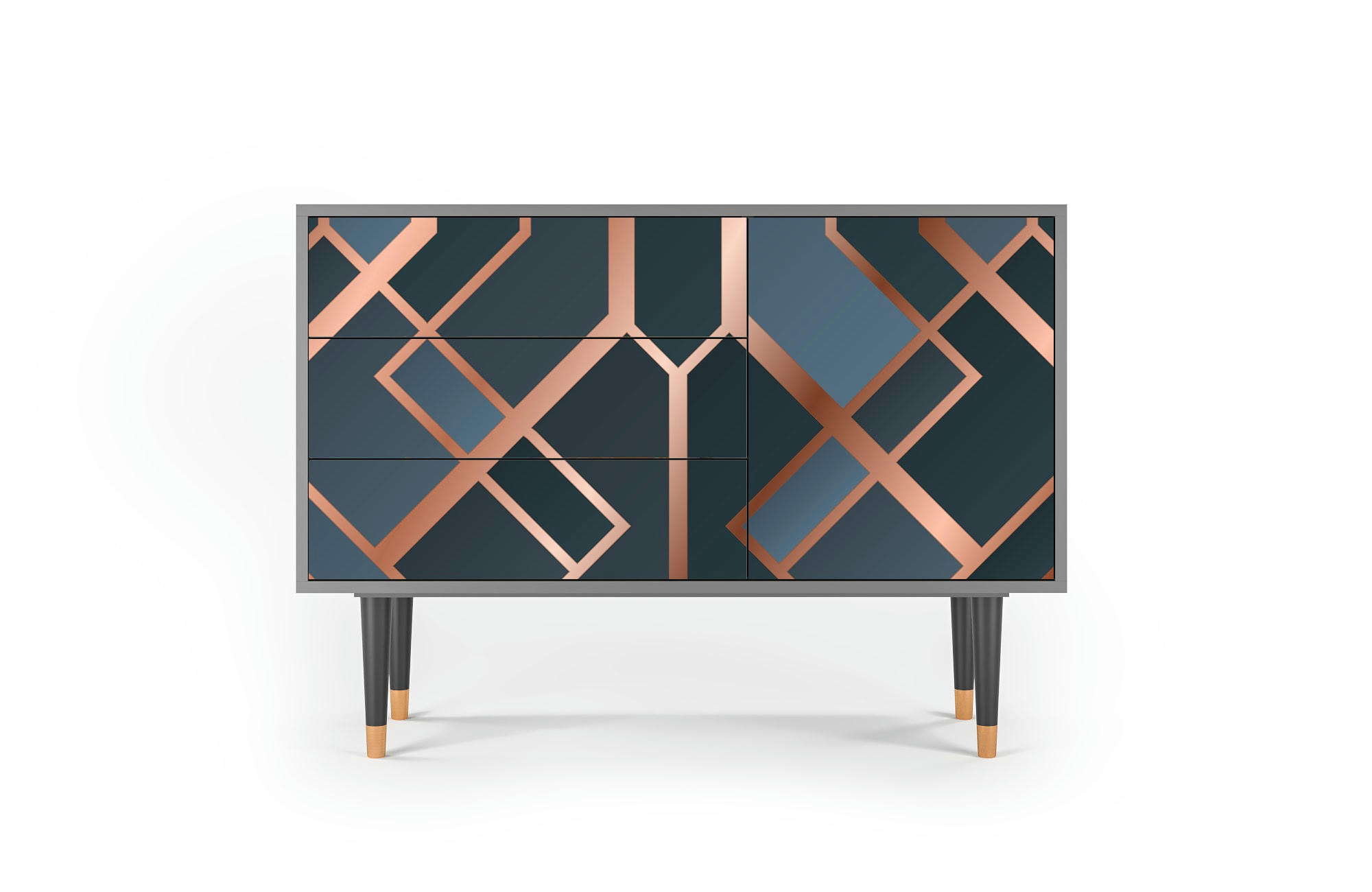 ASHY 1920' - Buffet  bleu-vert 3 tiroirs et 1 porte L 115 cm