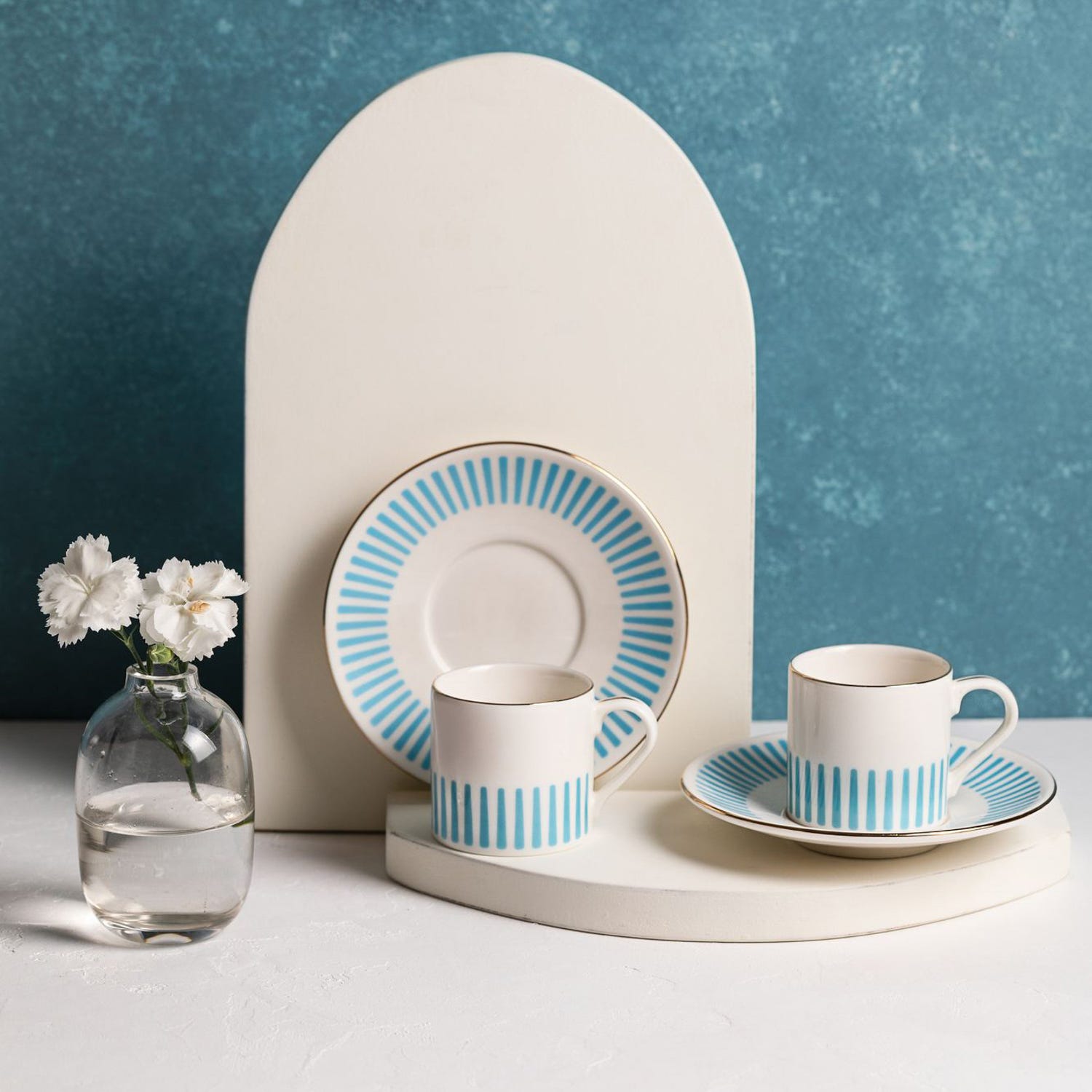 Set 2 tazzine da caffè con piattino Ayla blu