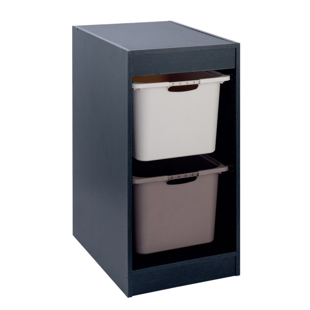 Structure bois noir pour 2 bacs de rangement coulissants 44x32,9xH68,3cm