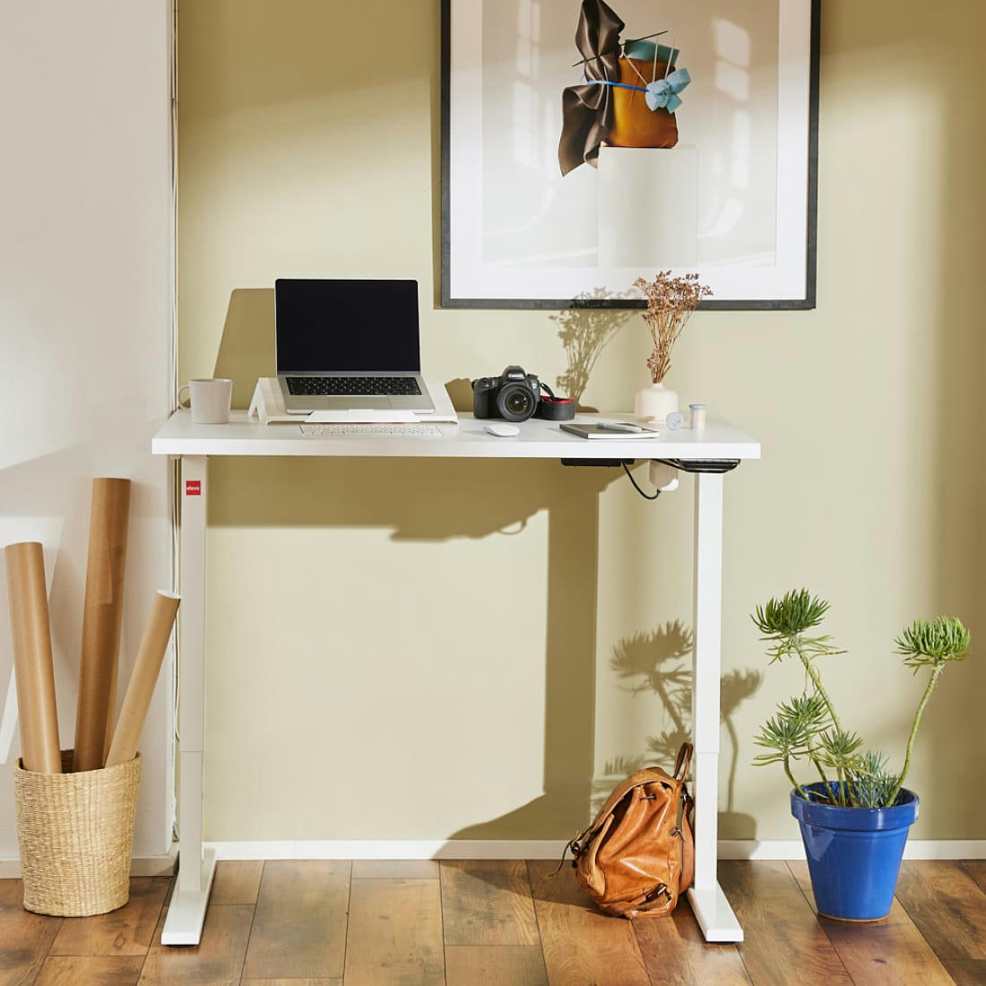 ELEVA PREMIUM - Bureau assis debout blanc 140x70x3cm