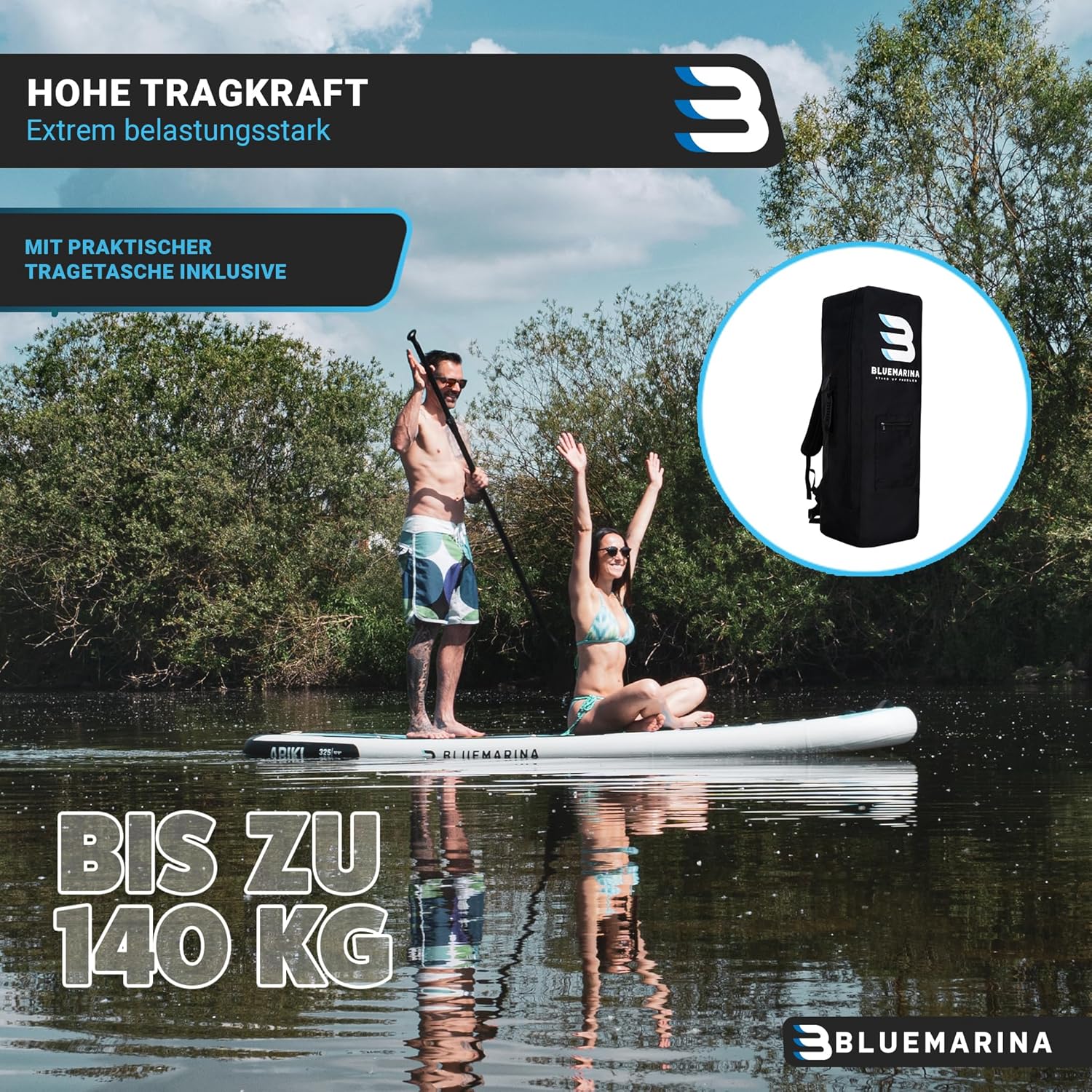 Bluemarina Stand Up Paddling Board Ariki | 𝟓 𝐉𝐀𝐇𝐑𝐄 𝐆𝐀𝐑𝐀𝐍𝐓𝐈𝐄 - SUP Board - Stand Up Paddle - Surfbrett | 325x86x15cm 140kg
