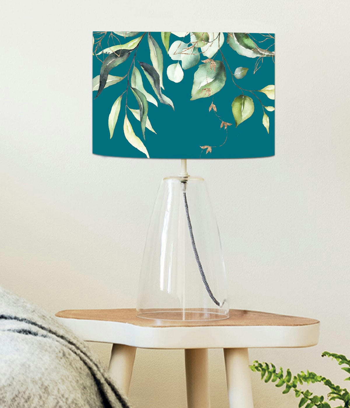 COLORS - Abat-jour chevet Branche Bleu Canard D: 25 x H: 20