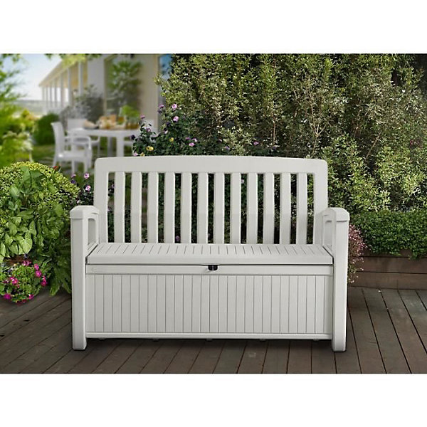Keter Patio bench227L Banc de rangement 138,6 x 63,5 x 88 cm, blanc (253818)