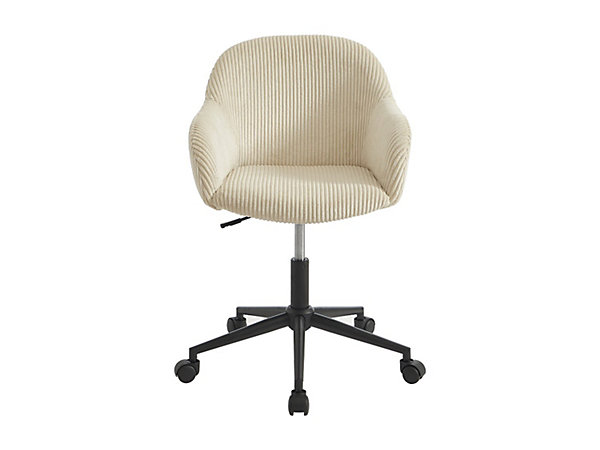 Chaise de bureau - Velours côtelé - Crème - MARENZIA