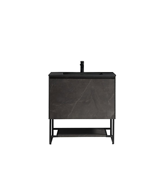 Meuble avec vasque 120 cm noir effet marbre Aquabella