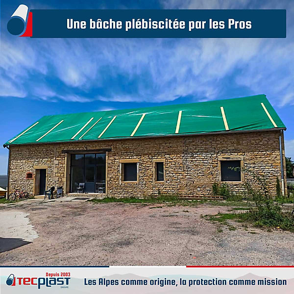 Lot de 8 Bâches Toiture 10x12 m TECPLAST HQ250TO - Verte et Marron - Haute Performance - Bâche pour Couvreur - PM13TO