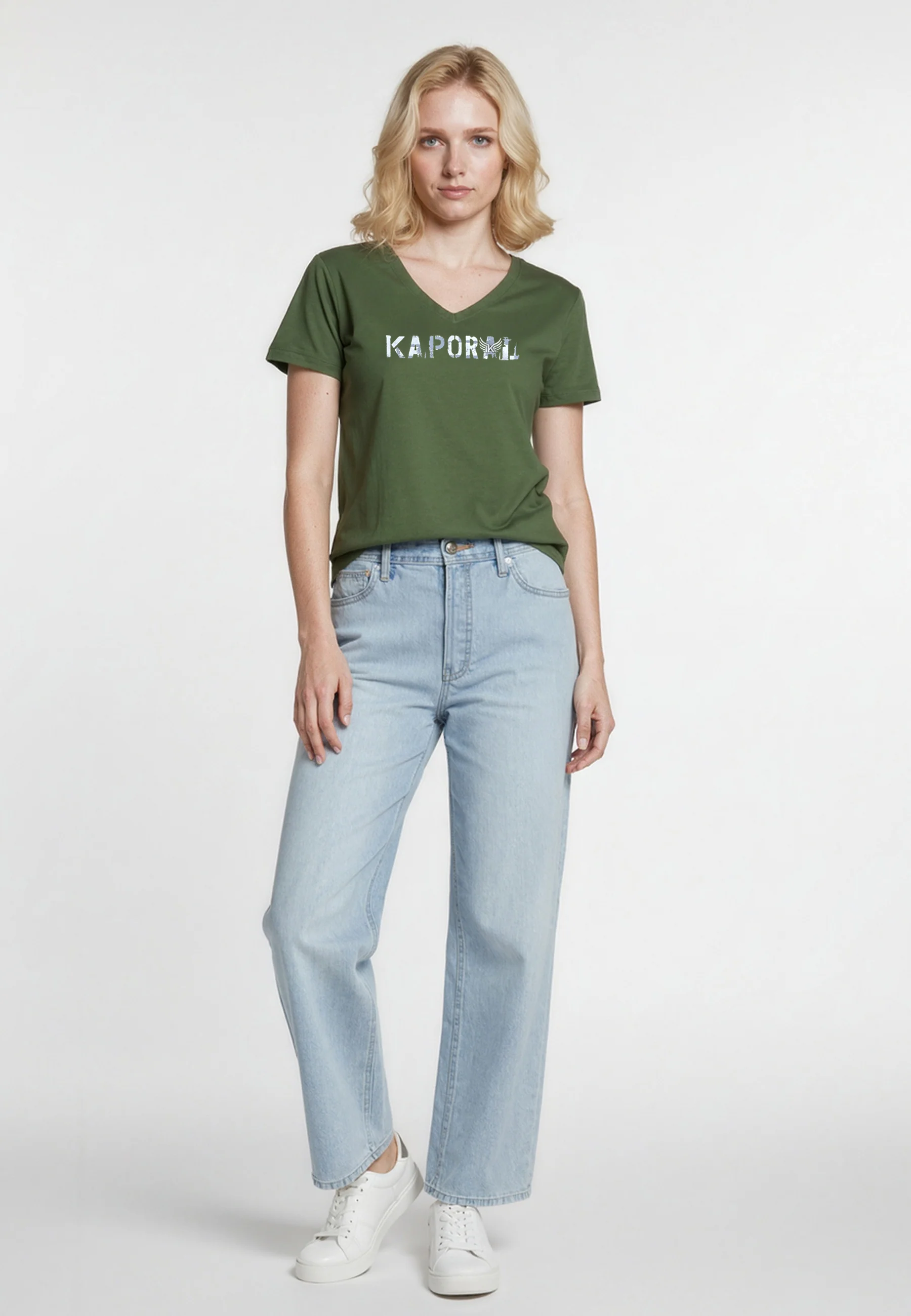 T-shirt manches courtes slim khaki coton stretch ENDA