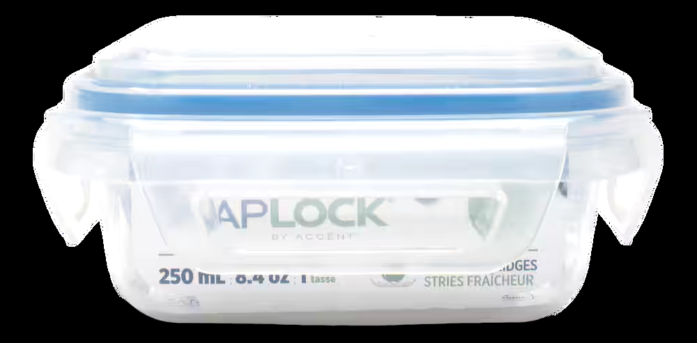 Snaplock Clear Rectangular Clear Food Storage Container, Nestable, 250-mL