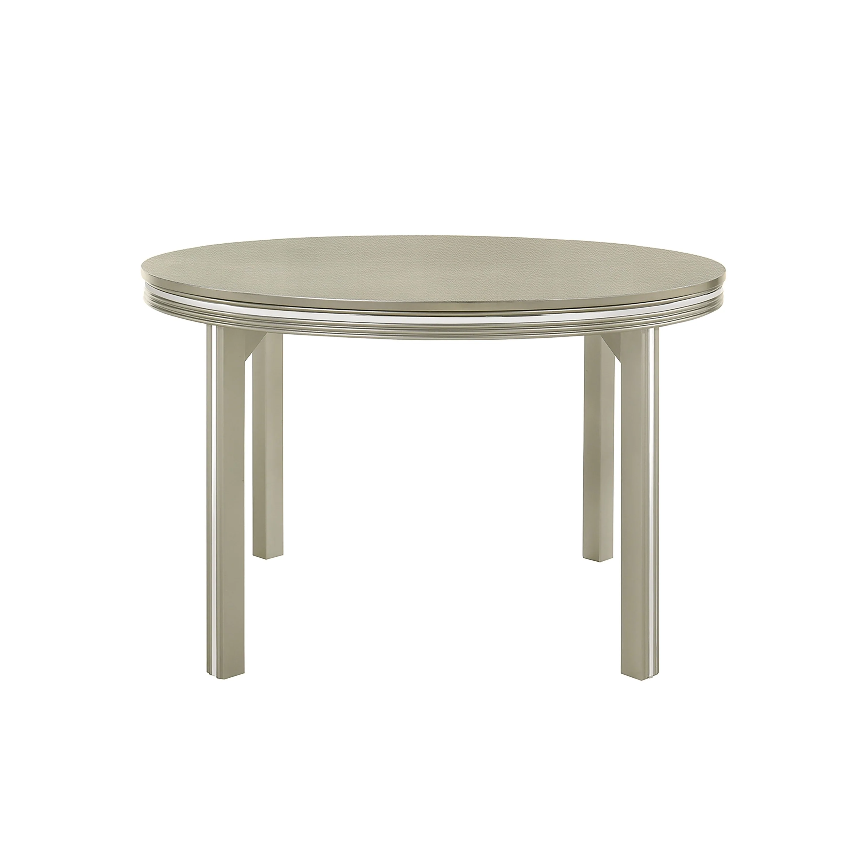Lumii Dining Table, High Gloss Gray Solid Rubberwood, Round 47 Inch