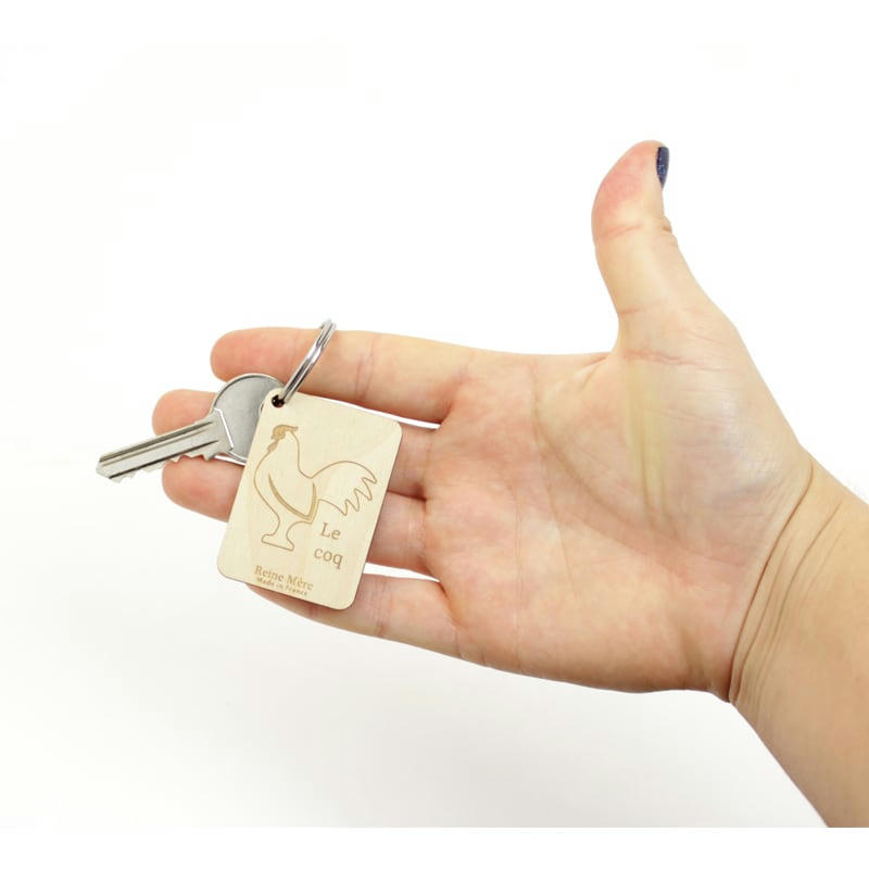 Coq - Porte-clés en bois de bouleau made in france