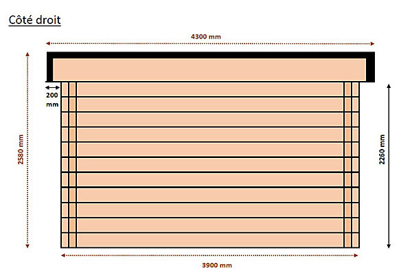 Abri / Studio de jardin Balmay en bois douglas ép.55mm surface totale 18.49 m²