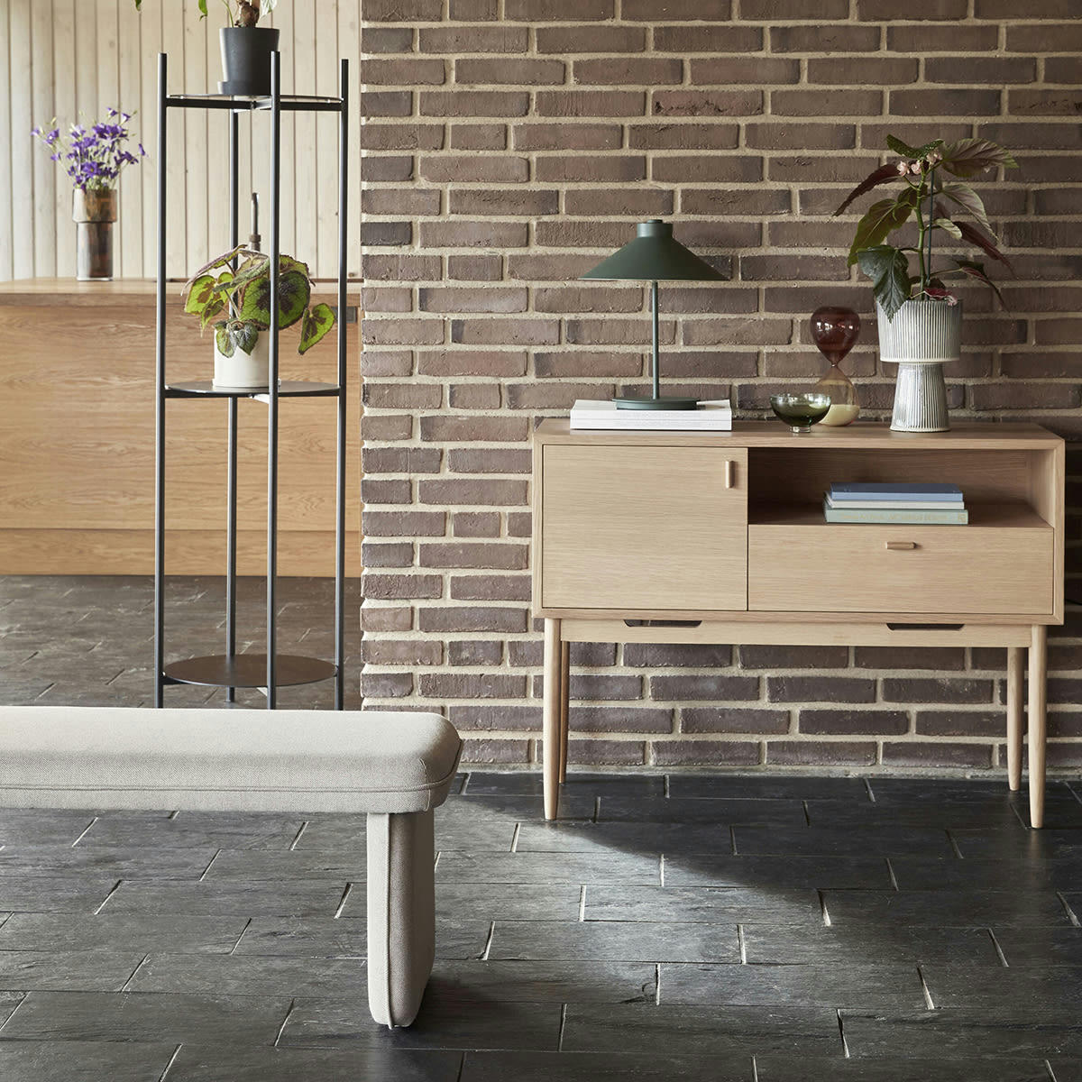 MELLOW - Banc en tissu sable