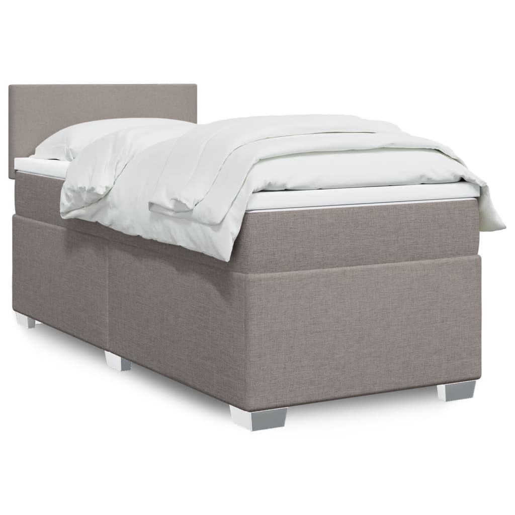 Łóżko kontynentalne z materacem taupe tkanina 90x200 cm