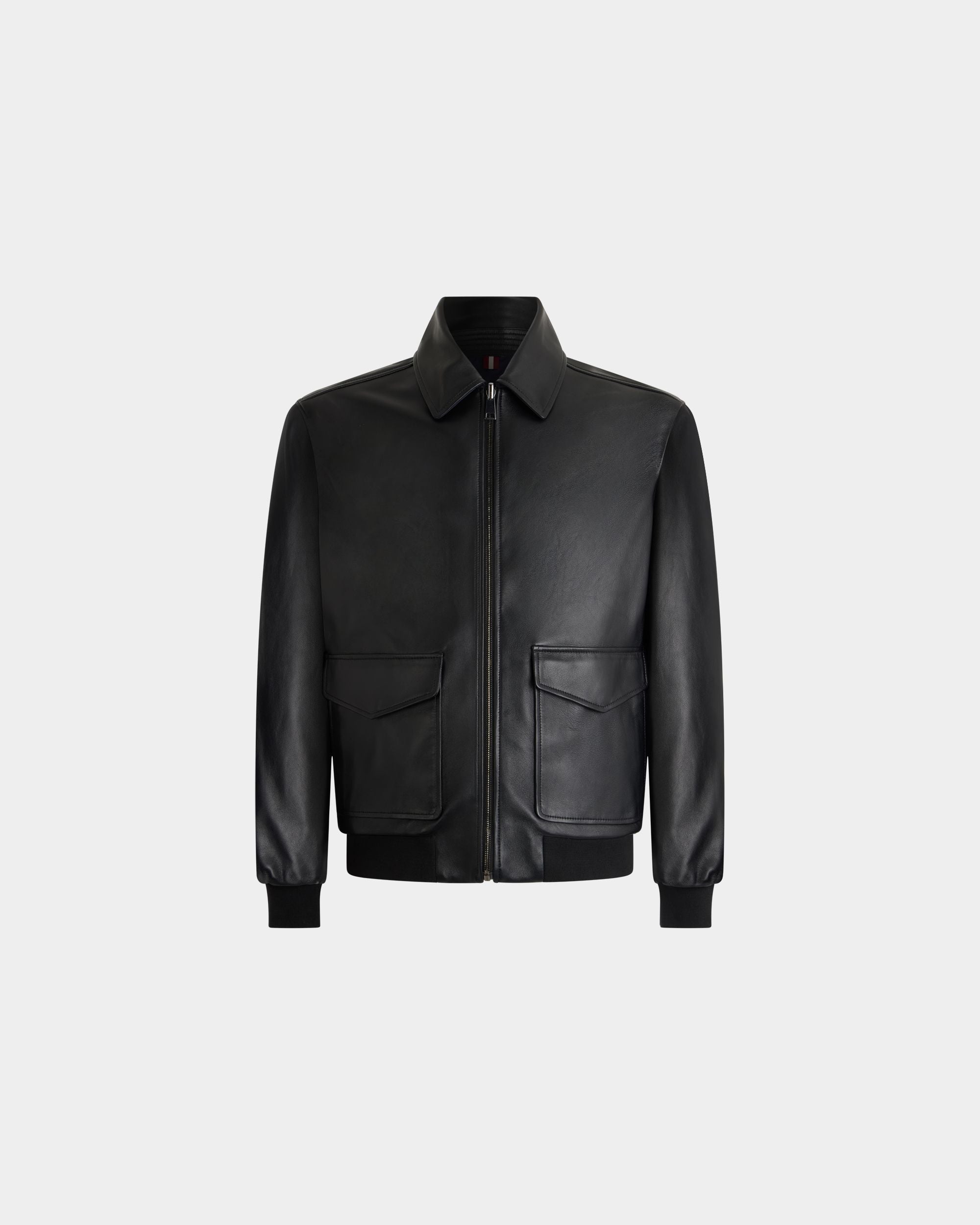 Wendejacke aus Leder in Schwarz und Nylon in Navy Blue