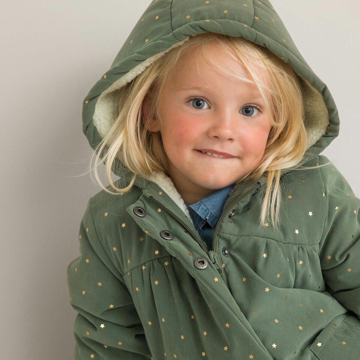 Parka chaude à capuche, imprimé étoiles
