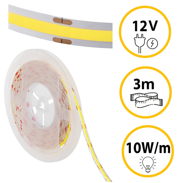 Taśma LED LL COB 10W 12 3m NW 66799 LightLogic barwa biała neutralna CRI90