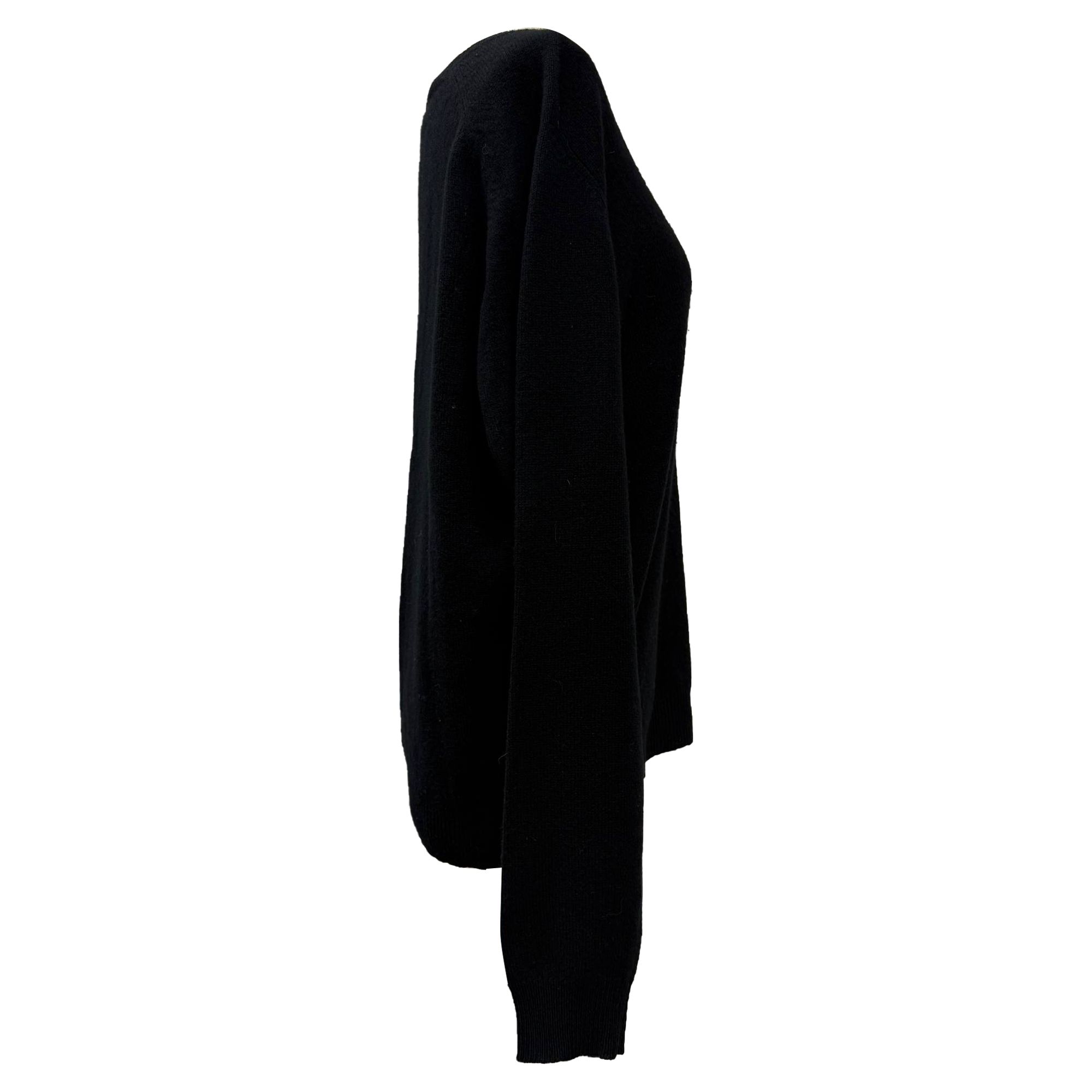 Dries Van Noten Preloved Knitted V-Neck Sweater in Black Wool
